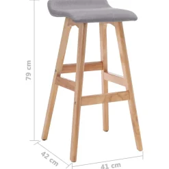 vidaXL Sillas-Taburete de cocina tela gris claro
