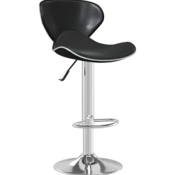 vidaXL Taburete de cocina de cuero sintético Negro Hot