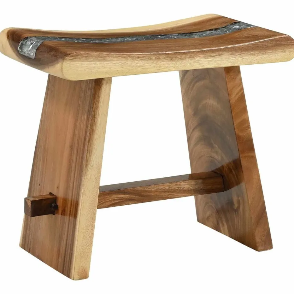 vidaXL Sillas-Taburete de ducha Natural 50 x 30 x 44 cm Madera Suar Sólida