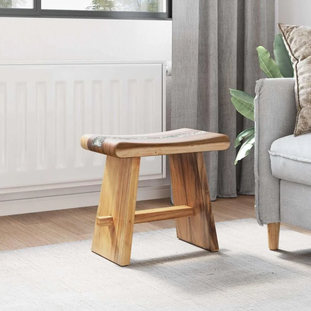 vidaXL Sillas-Taburete de ducha Natural 50 x 30 x 44 cm Madera Suar Sólida