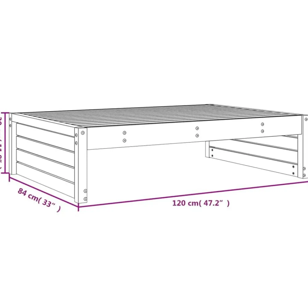 vidaXL Muebles De Jardín-Taburete de jardín madera maciza de 120x80 cm