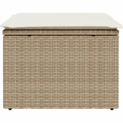 vidaXL Taburete de jardín con cojín ratán sintético beige 55x55x37cm beige y crema