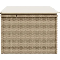 vidaXL Taburete de jardín con cojín ratán sintético beige 55x55x37cm beige y crema