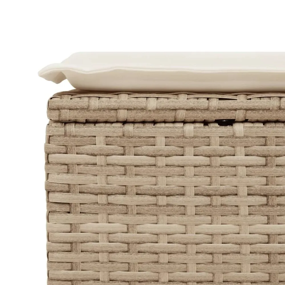 vidaXL Taburete de jardín con cojín ratán sintético beige 55x55x37cm beige y crema