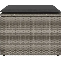 vidaXL Taburete de jardín con cojín ratán sintético 55x55x37cm Gris Outlet