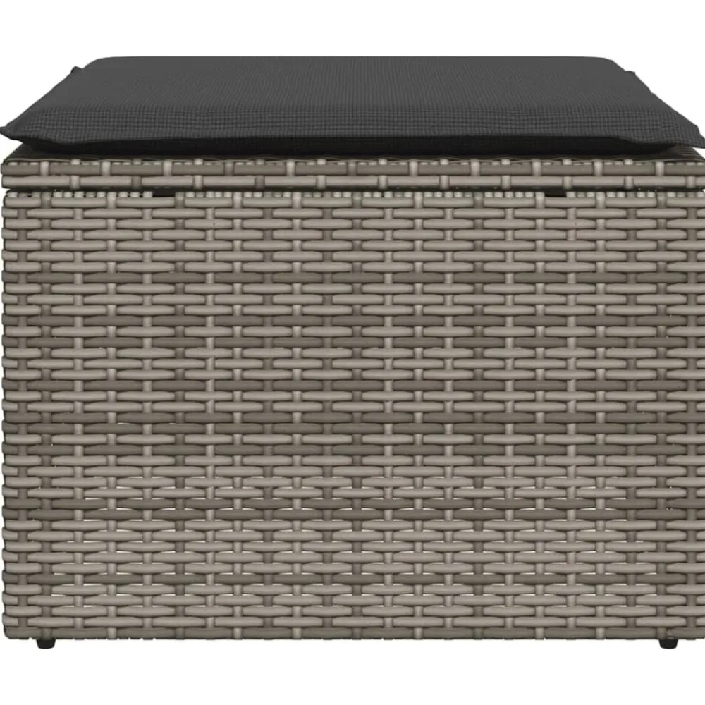 vidaXL Taburete de jardín con cojín ratán sintético 55x55x37cm Gris Outlet