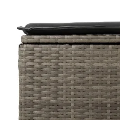 vidaXL Taburete de jardín con cojín ratán sintético 55x55x37cm Gris Outlet