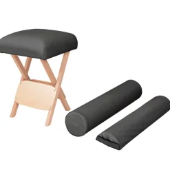 vidaXL Taburete de masaje plegable 12 cm grosor y 2 cabezales Negro Best