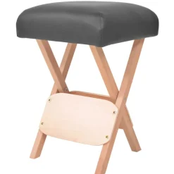 vidaXL Taburete de masaje plegable 12 cm grosor y 2 cabezales Negro Best
