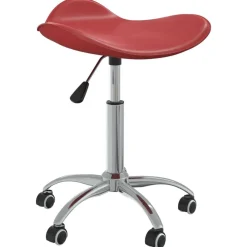 vidaXL Taburete de salón de belleza de cuero sintético Rojo vino tinto Sale