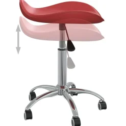 vidaXL Taburete de salón de belleza de cuero sintético Rojo vino tinto Sale