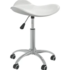 vidaXL Taburete de salón de belleza de cuero sintético Blanco Clearance