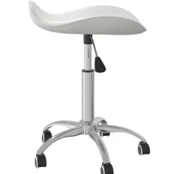 vidaXL Taburete de salón de belleza de cuero sintético Blanco Clearance