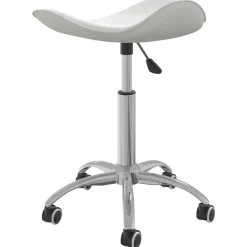 vidaXL Taburete de salón de belleza de cuero sintético Blanco Clearance