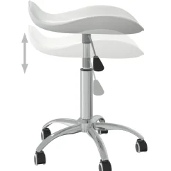 vidaXL Taburete de salón de belleza de cuero sintético Blanco Clearance
