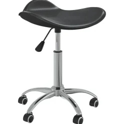 vidaXL Taburete de salón de belleza de cuero sintético Negro Sale