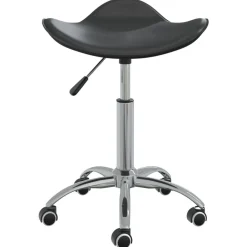 vidaXL Taburete de salón de belleza de cuero sintético Negro Sale