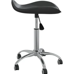 vidaXL Taburete de salón de belleza de cuero sintético Negro Sale