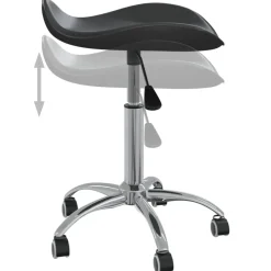 vidaXL Taburete de salón de belleza de cuero sintético Negro Sale