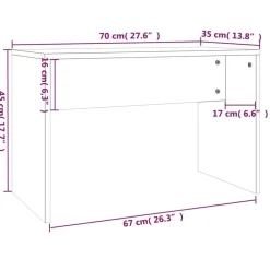 vidaXL Bancos-Taburete de tocador contrachapada marrón roble 70x35x45 cm