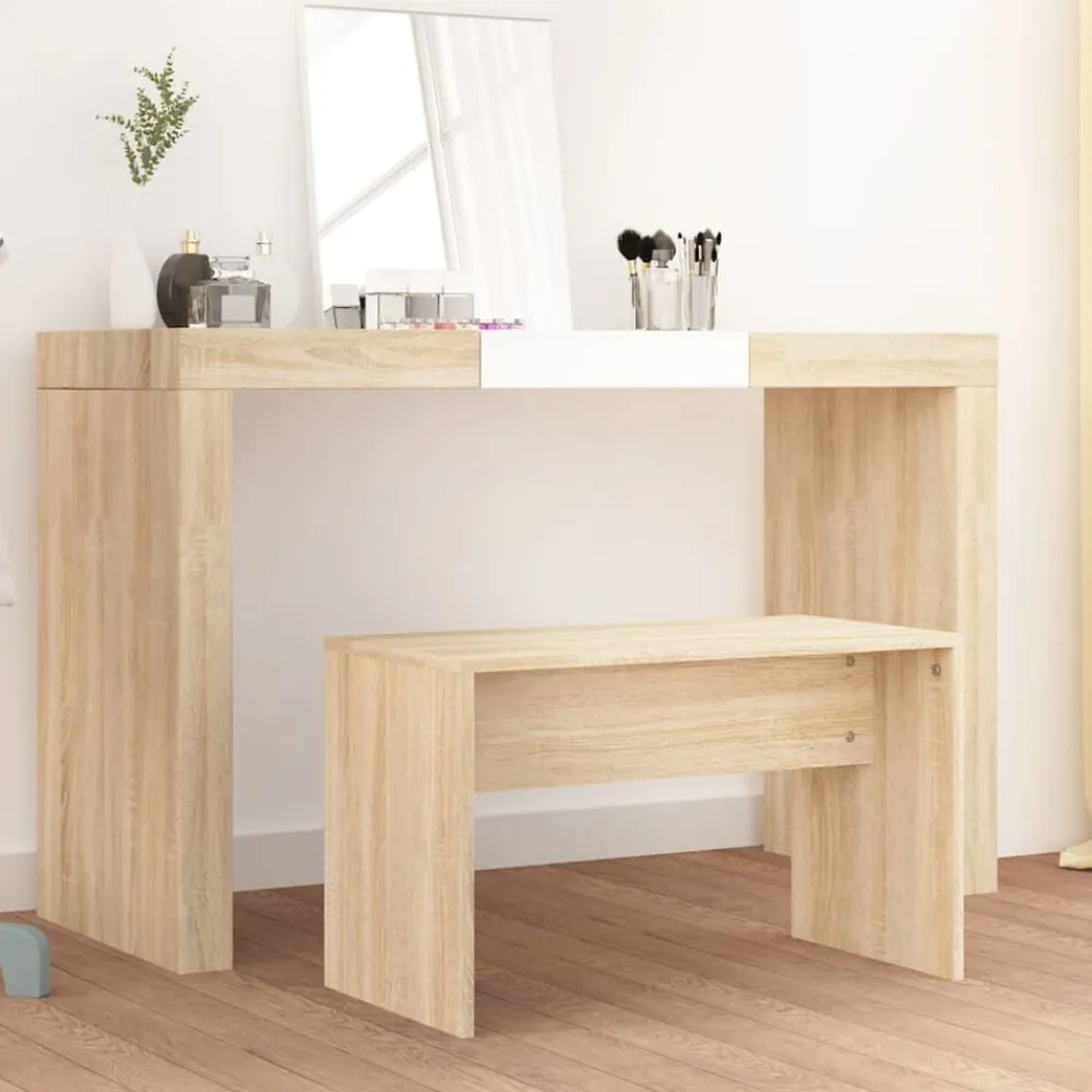 vidaXL Taburete de tocador contrachapada 70x35x45 cm Roble Sonoma Hot