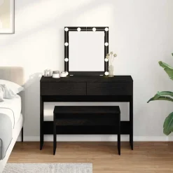 vidaXL Taburete de vestidor 70 x 35 x 45 cm Roble negro New