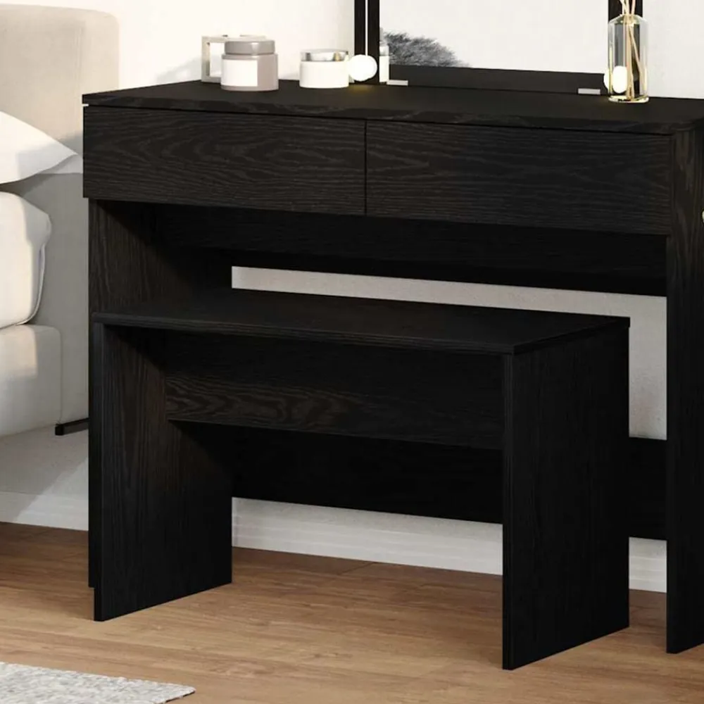 vidaXL Taburete de vestidor 70 x 35 x 45 cm Roble negro New