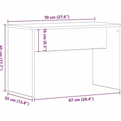 vidaXL Taburete de vestidor 70 x 35 x 45 cm Roble negro New