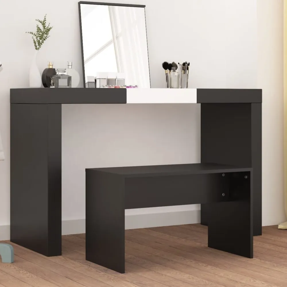 vidaXL Taburete de vestidor madera contrachapada 70x35x45 cm Negro Clearance
