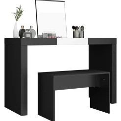 vidaXL Taburete de vestidor madera contrachapada 70x35x45 cm Negro Clearance