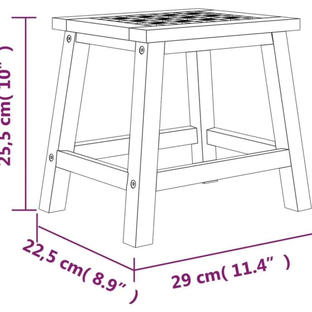 vidaXL Salud Y Belleza-Taburete escalón madera maciza nogal 29x22,5x25,5 cm