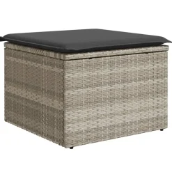 vidaXL Muebles De Jardín-Taburete jardín con cojín ratán sintético 55x55x37cm