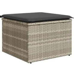 vidaXL Muebles De Jardín-Taburete jardín con cojín ratán sintético 55x55x37cm