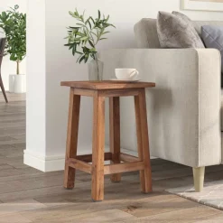 vidaXL Sillas-Taburete Natural 30 x 30 x 47 cm Madera de Caoba