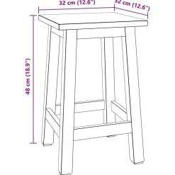 vidaXL Sillas-Taburete Natural 30 x 30 x 47 cm Madera de Caoba