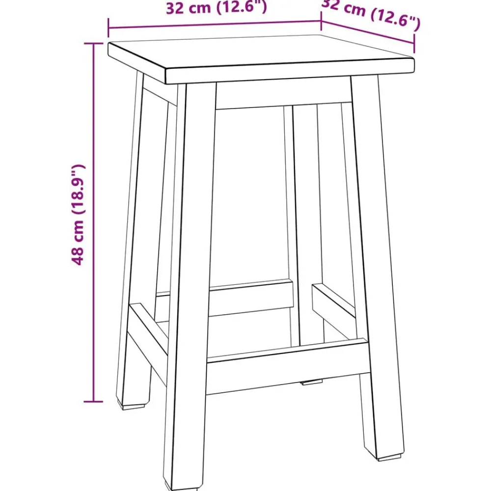 vidaXL Sillas-Taburete Natural 30 x 30 x 47 cm Madera de Caoba