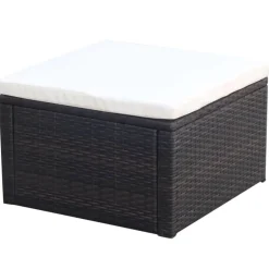 vidaXL Otomanas-Taburete otomana poli ratán 53x53x30 cm marrón