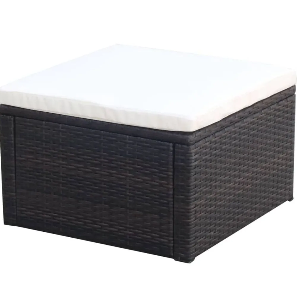 vidaXL Otomanas-Taburete otomana poli ratán 53x53x30 cm marrón