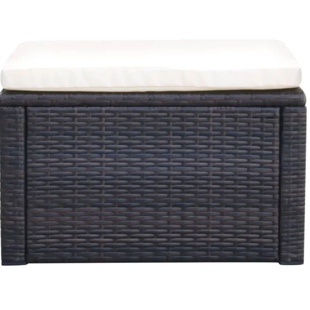 vidaXL Otomanas-Taburete otomana poli ratán 53x53x30 cm marrón