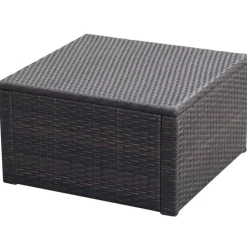 vidaXL Otomanas-Taburete otomana poli ratán 53x53x30 cm marrón