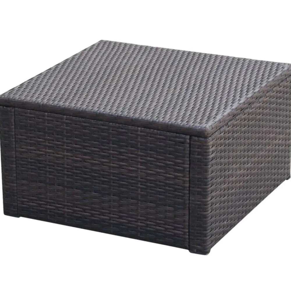 vidaXL Otomanas-Taburete otomana poli ratán 53x53x30 cm marrón