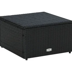 vidaXL Otomanas-Taburete otomana poli ratán 53x53x30 cm negro