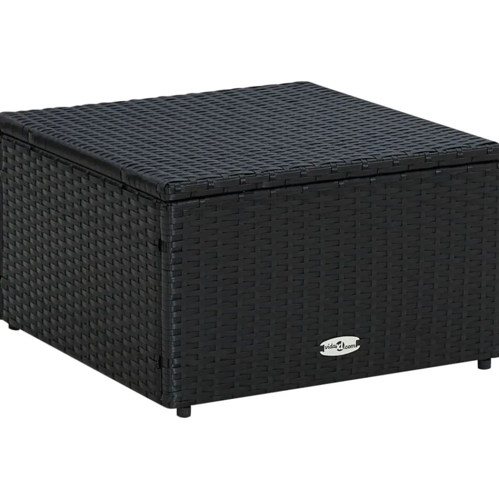 vidaXL Otomanas-Taburete otomana poli ratán 53x53x30 cm negro