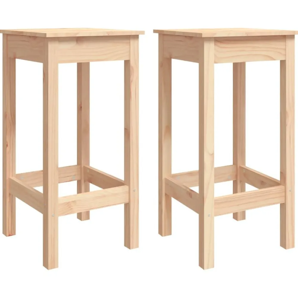 vidaXL Taburetes altos 2 uds madera maciza de pino 40x40x78 cm Natural Online