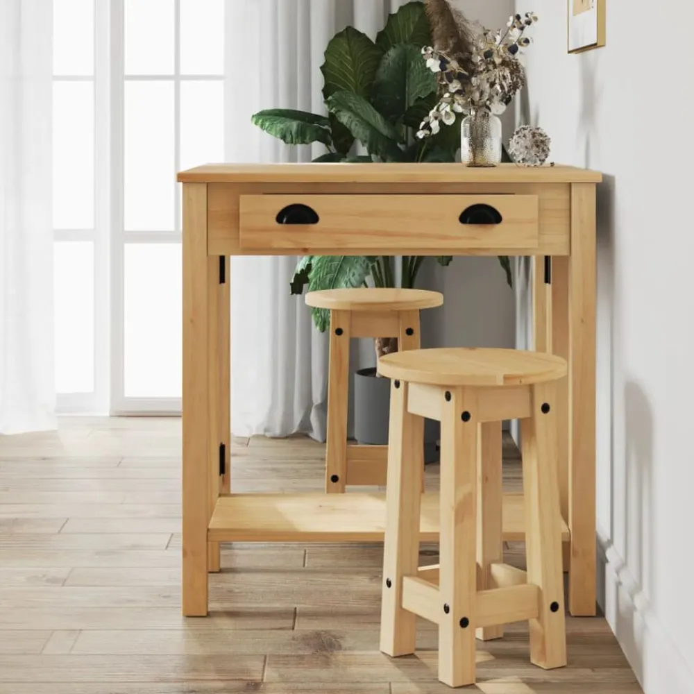 vidaXL Conjuntos De Muebles-Taburetes altos de cocina 2 uds madera maciza de pino