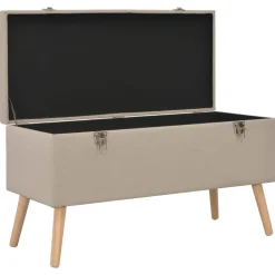 vidaXL Taburetes de almacenamiento 3 piezas de tela Beige