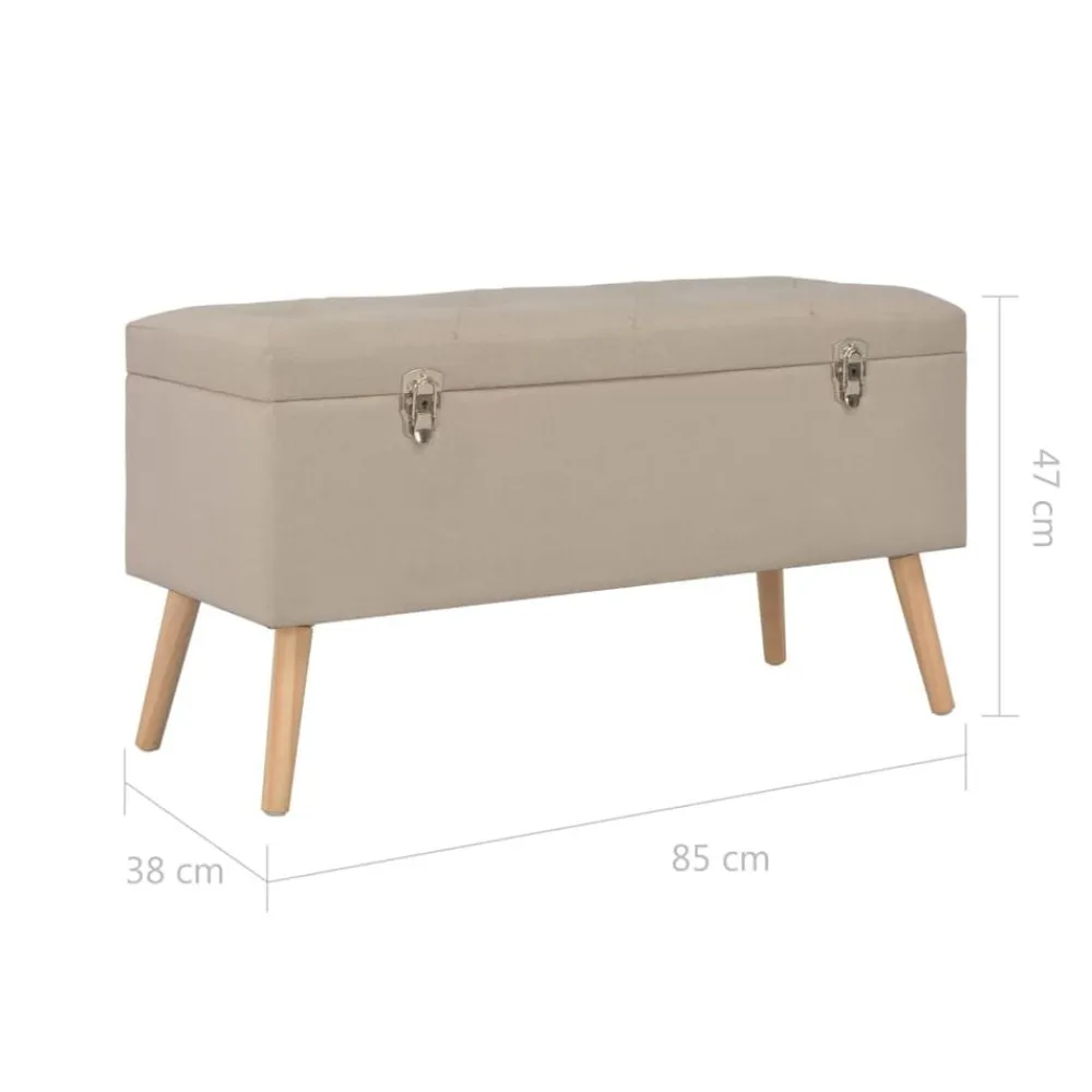 vidaXL Taburetes de almacenamiento 3 piezas de tela Beige