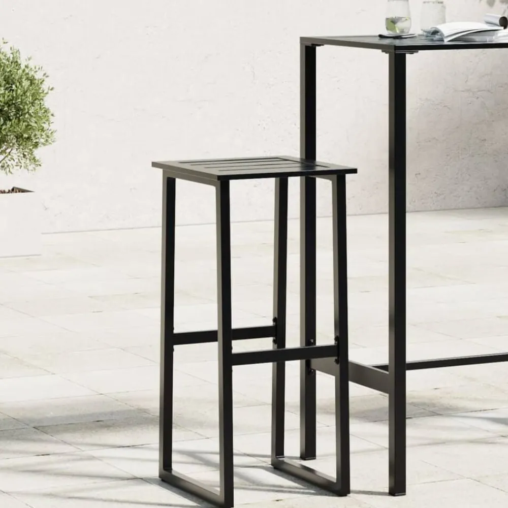vidaXL Taburetes de bar 2 unidades acero negro 38x38x80 cm Best