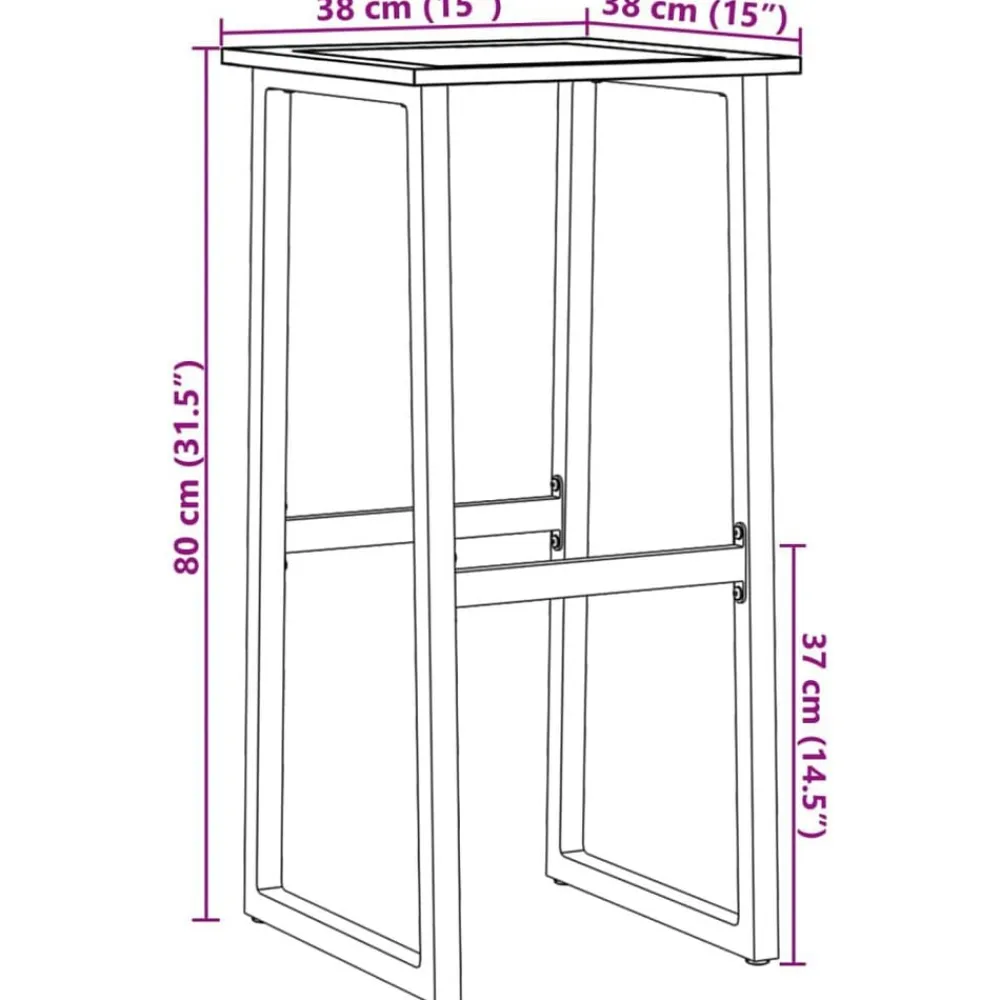 vidaXL Taburetes de bar 2 unidades acero negro 38x38x80 cm Best