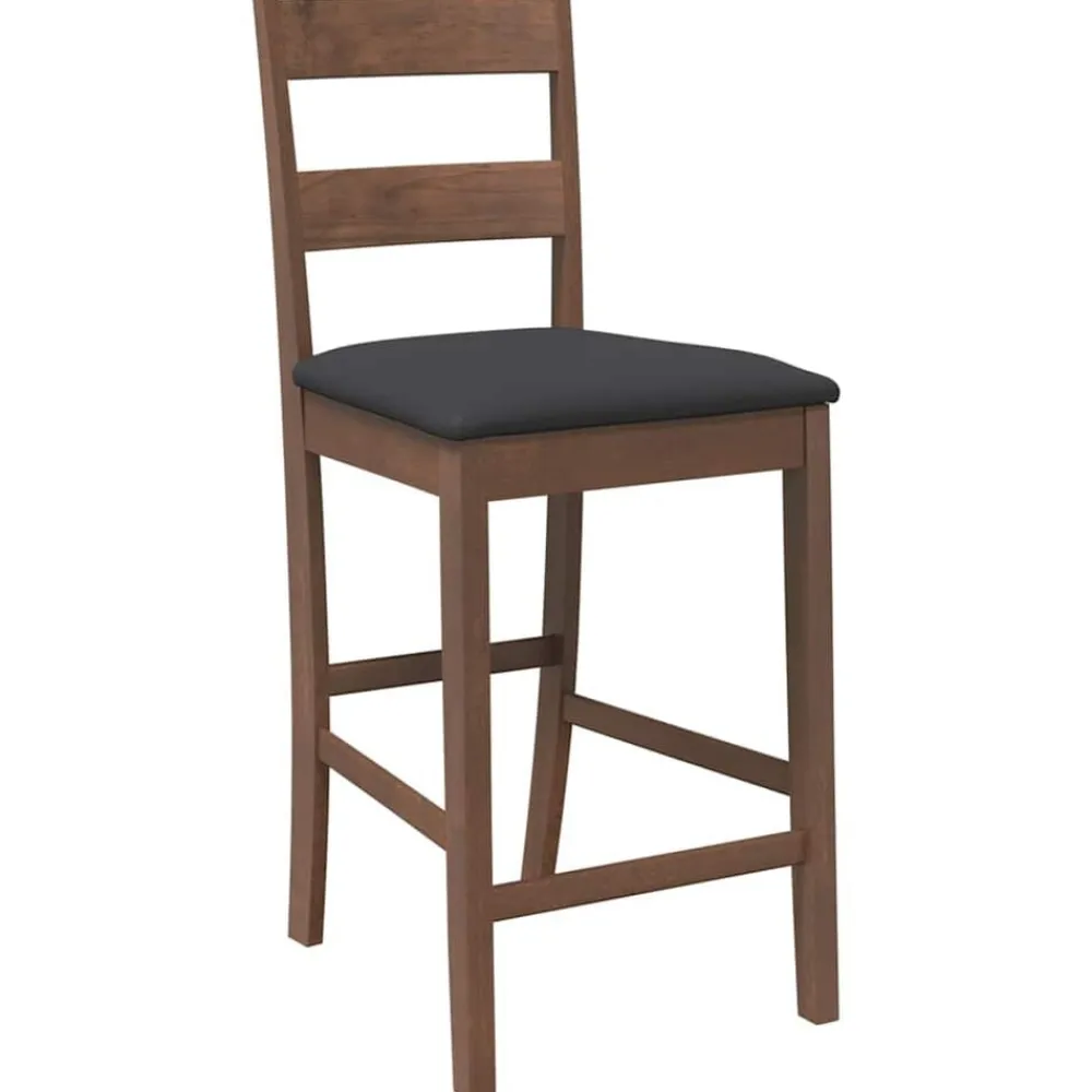 vidaXL Taburetes de bar con cojines 2 uds madera maciza marrón caucho Marrón y negro Outlet